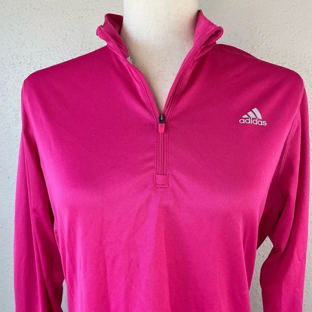 Adidas Quarter Zip Athletic Pullover Top Size L
